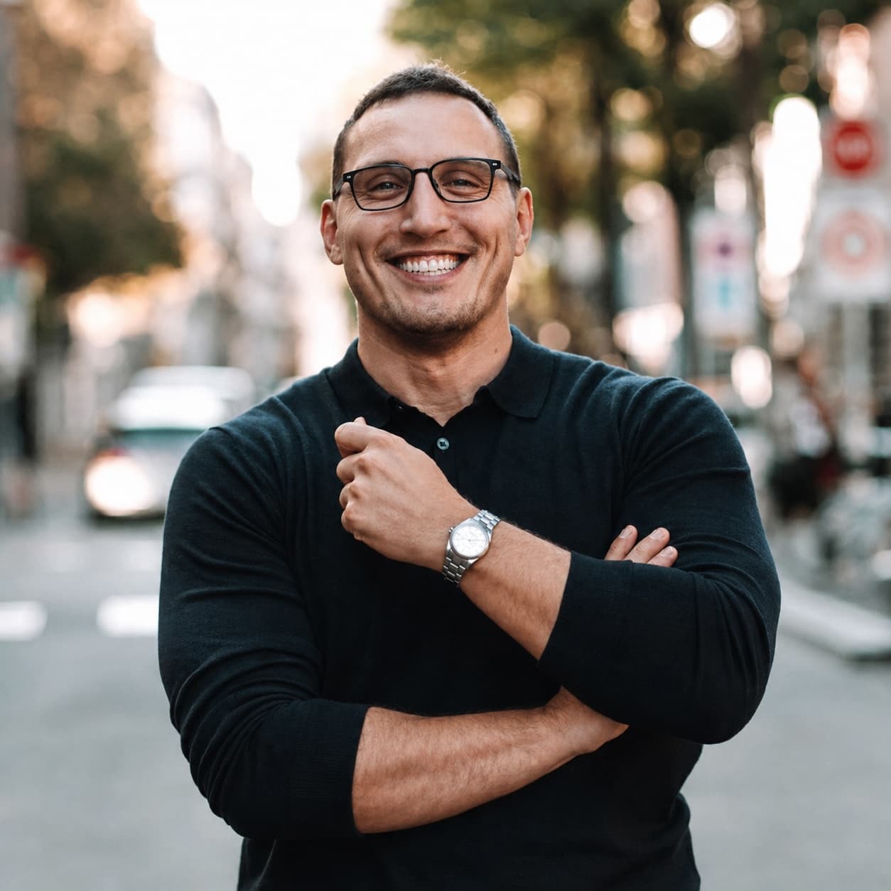 Kristian Kabashi · founder of The Blank Collar, co-founder of Cybee.ai and Mandeta. Portrait, Zürich.